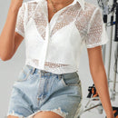 Essnce Blusa De Mujer Con Manga Corta Y Detalles Ahuecados En 1 Pieza