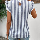 LUNE Blusa De Manga Corta Con Estampado Floral Para Mujer, Cuello Redondo Y Mangas Con Volantes