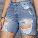Shorts Vaqueros Desgastados Para Mujer Con Bolsillos