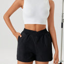 Essnce Pantalones Cortos De Cintura Alta Asimetricos Para Mujer Con Bolsillos Plegables