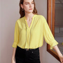 MOTF PREMIUM Blusa De Manga Abombada Tejida Para Mujer Con Cuello De Muesca Y Tuberia De Contraste