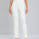Tall Pantalones Conicos De Color Solido Con Dobladillo Dividido