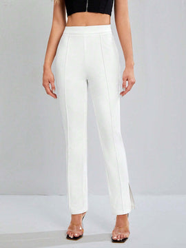 Tall Pantalones Conicos De Color Solido Con Dobladillo Dividido