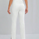 Tall Pantalones Conicos De Color Solido Con Dobladillo Dividido