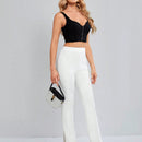 Tall Pantalones Conicos De Color Solido Con Dobladillo Dividido