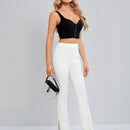 Tall Pantalones Conicos De Color Solido Con Dobladillo Dividido