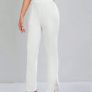 Tall Pantalones Conicos De Color Solido Con Dobladillo Dividido