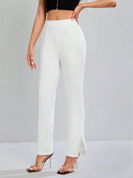 Tall Pantalones Conicos De Color Solido Con Dobladillo Dividido