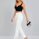 Tall Pantalones Conicos De Color Solido Con Dobladillo Dividido