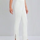 Tall Pantalones Conicos De Color Solido Con Dobladillo Dividido