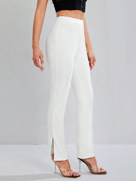 Tall Pantalones Conicos De Color Solido Con Dobladillo Dividido