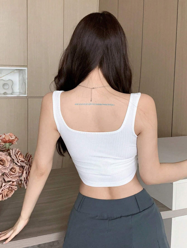 DAZY Camiseta Sin Mangas Con Costillas Para Mujeres