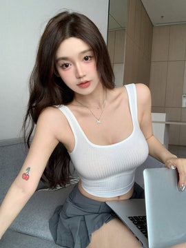 DAZY Camiseta Sin Mangas Con Costillas Para Mujeres