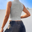 Top de tanque sin mangas de punto gris para mujer para el verano