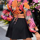 VCAY Camisa Corta De Mujer Con Estampado De Plantas Para Vacaciones