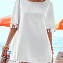 VCAY Camisas De Mujer De Verano Con Ribete De Flecos Ahuecadas