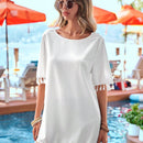 VCAY Camisas De Mujer De Verano Con Ribete De Flecos Ahuecadas
