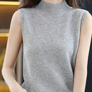 Frenchy Top Sin Mangas De Punto De Cuello Alto Y Color Solido