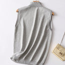 Frenchy Top Sin Mangas De Punto De Cuello Alto Y Color Solido