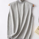 Frenchy Top Sin Mangas De Punto De Cuello Alto Y Color Solido