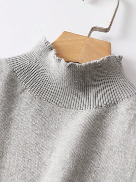 Frenchy Top Sin Mangas De Punto De Cuello Alto Y Color Solido