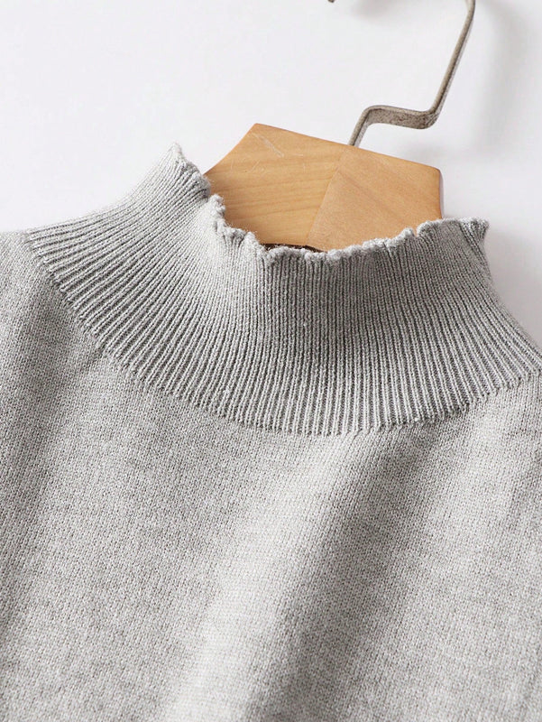 Frenchy Top Sin Mangas De Punto De Cuello Alto Y Color Solido