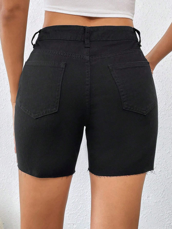 Frenchy Pantalones Cortos De Mezclilla Rectos Casuales Para Mujer