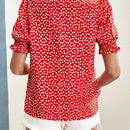 Frenchy Blusa Floral Para Mujer De Verano Con Cuello En V, Manga Corta De Globo