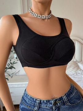 Bralette De Nudo Retorcido, Solido De Color Para Mujer