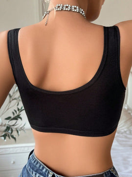 Bralette De Nudo Retorcido, Solido De Color Para Mujer