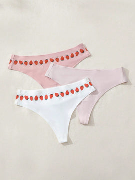 Tanga Estampada De Fresa Para Mujer