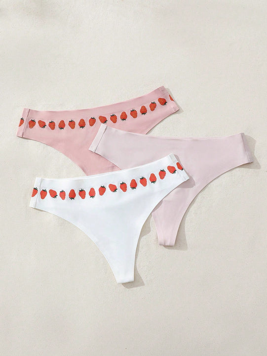 Tanga Estampada De Fresa Para Mujer
