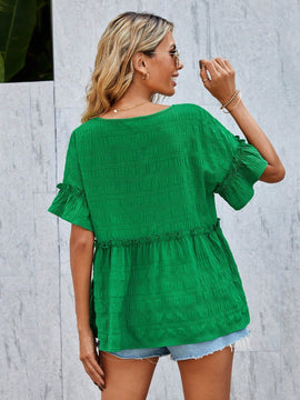 LUNE Camisa Texturizada De Mujer Con Dobladillo De Volantes