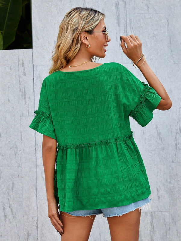 LUNE Camisa Texturizada De Mujer Con Dobladillo De Volantes
