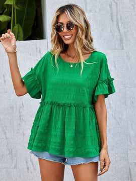 LUNE Camisa Texturizada De Mujer Con Dobladillo De Volantes