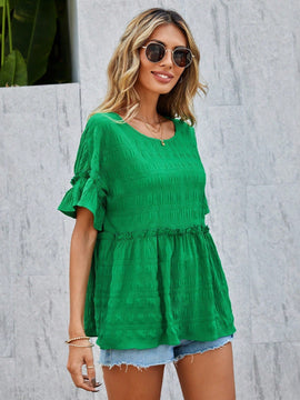 LUNE Camisa Texturizada De Mujer Con Dobladillo De Volantes