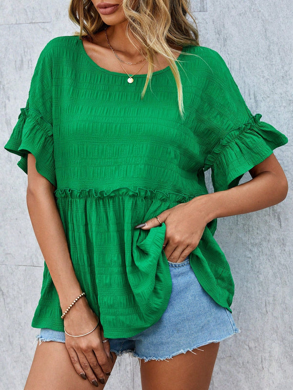 LUNE Camisa Texturizada De Mujer Con Dobladillo De Volantes