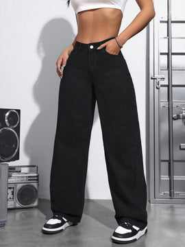 PETITE Jeans Holgados De Cintura Media Para Mujer