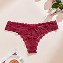 4 piezas/set tanga sexy de encaje con cintura baja y transpirable con longitud de cordones