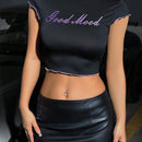 Camiseta De Cuello Redondo De Mujer Con Estampado De Letra