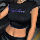 Camiseta De Cuello Redondo De Mujer Con Estampado De Letra