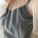 FRIFUL Blusa De Malla Transparente Con Mangas Abullonadas Y Cuello Alto Para Mujer