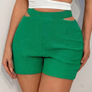 SXY Conjunto de 3 piezas de shorts tricotados de textura calada con cintura alta