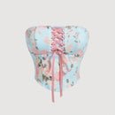 MOD Top Palabra De Honor Entrecruzado Con Estampado Floral Para Mujer