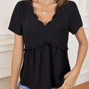 Frenchy Camisa Casual De Borde Con Feston De Color Solido Para Mujeres