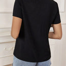 Frenchy Camisa Casual De Borde Con Feston De Color Solido Para Mujeres