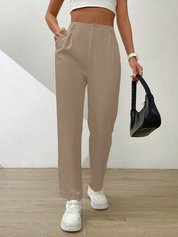 Essnce pantalones largos casuales y conicos de unicolor para ir al trabajo