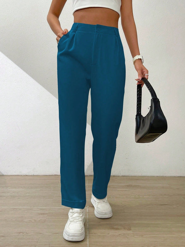 Essnce pantalones largos casuales y conicos de unicolor para ir al trabajo