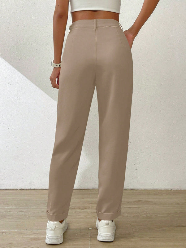 Essnce pantalones largos casuales y conicos de unicolor para ir al trabajo