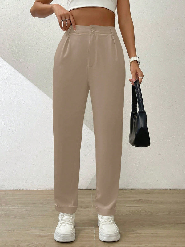 Essnce pantalones largos casuales y conicos de unicolor para ir al trabajo